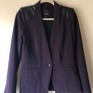 Purple Trouve Blazer with Leather Detail